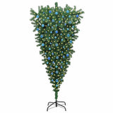VidaXL sapin de Noël artificiel inversé avec jeu de boules vert 210 cm PVC - afbeelding 3
