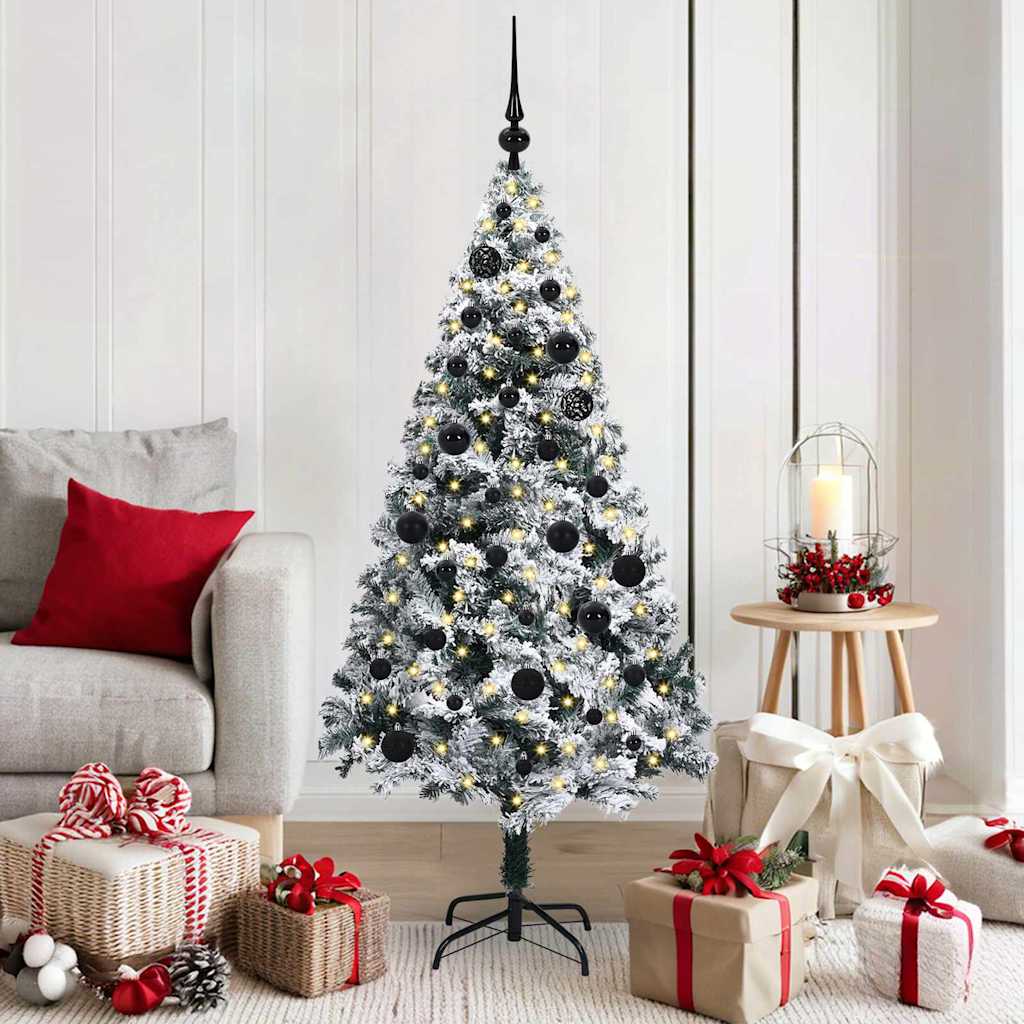 Vidaxx sapin de Noël artificiel avec 150 LED blanc 150 cm PVC et acier et plastique