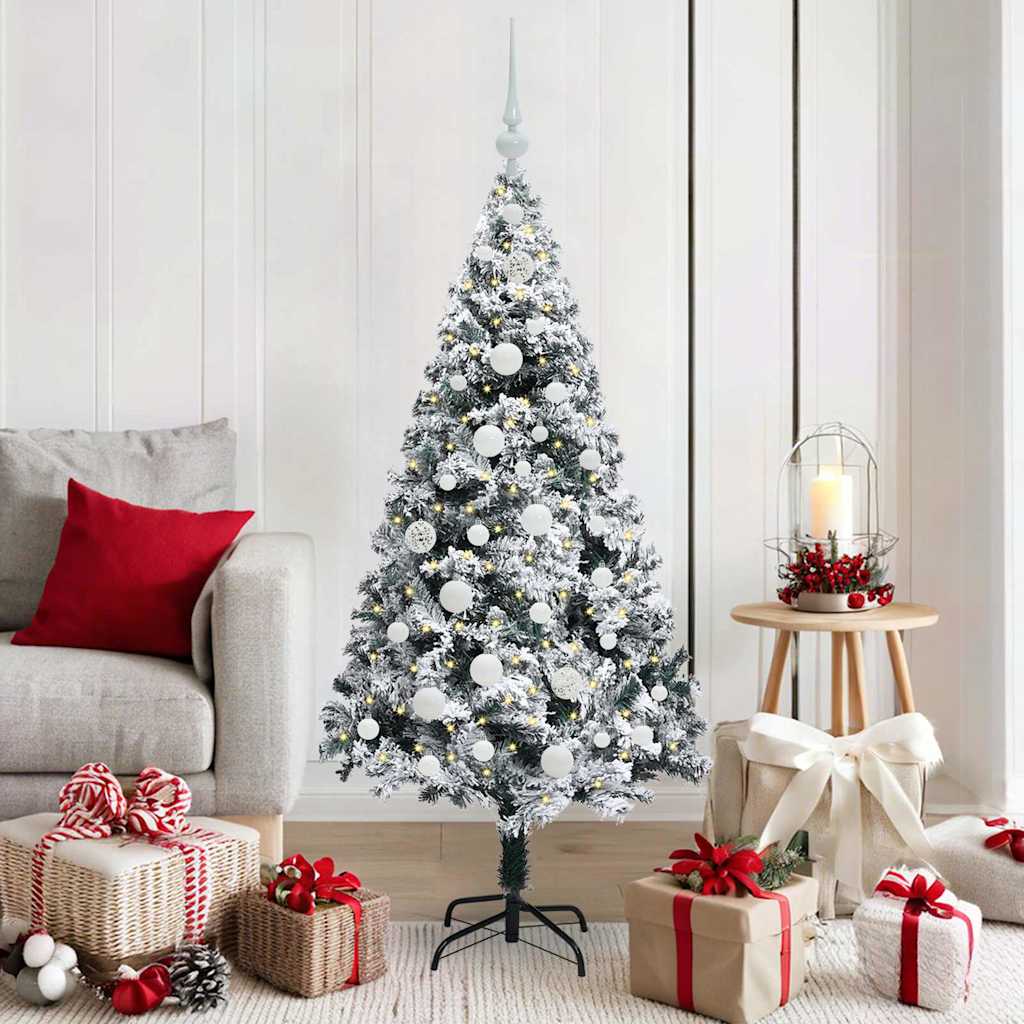 Vidaxx sapin de Noël artificiel avec 150 LED blanc 150 cm PVC et acier et plastique