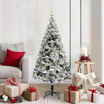 Vidaxx sapin de Noël artificiel avec 150 LED blanc 150 cm PVC et acier et plastique