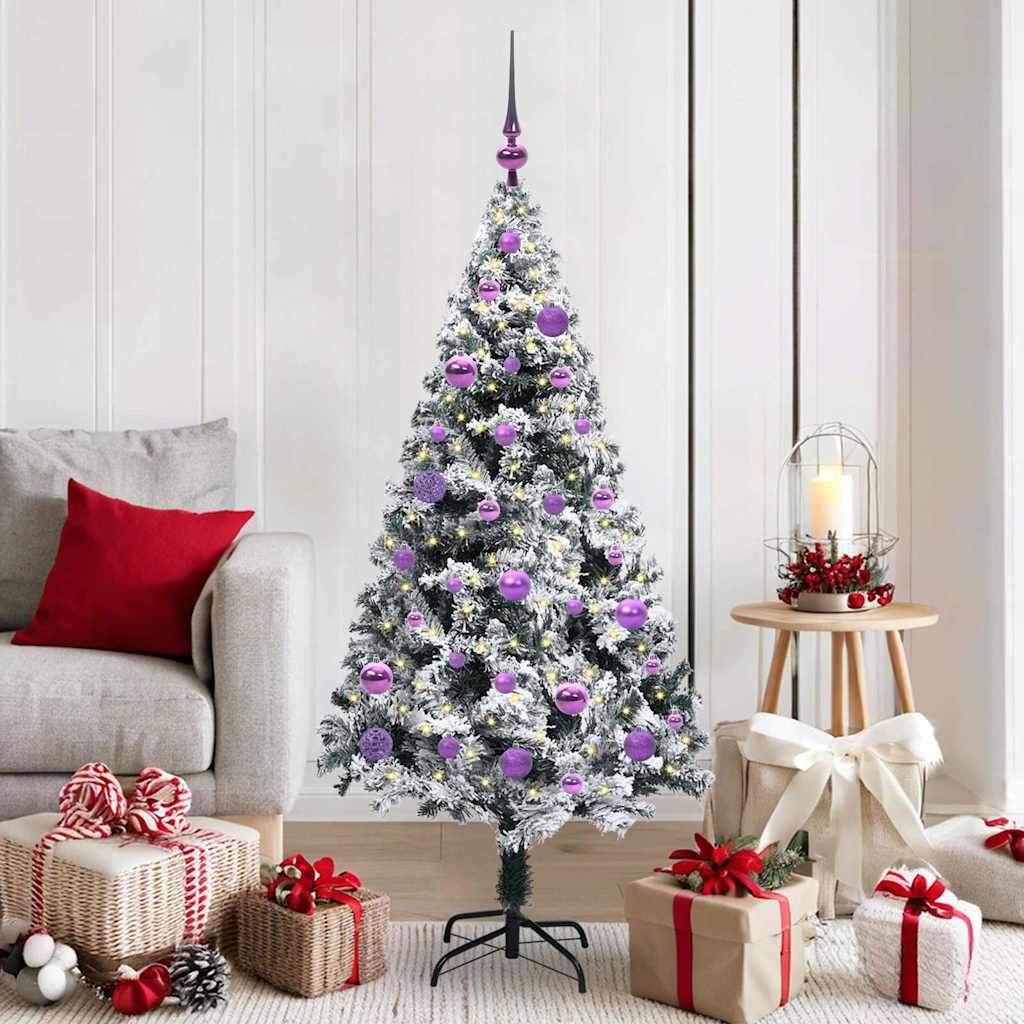 Vidaxx sapin de Noël artificiel avec 150 LED blanc 150 cm PVC et acier et plastique