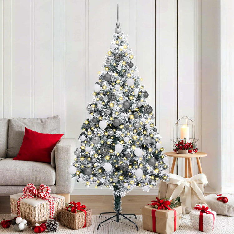Vidaxx sapin de Noël artificiel avec 300 LED blanc 180 cm PVC et acier et plastique