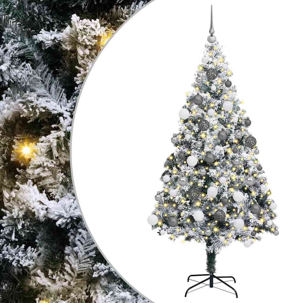 Vidaxx sapin de Noël artificiel avec 300 LED blanc 180 cm PVC et acier et plastique