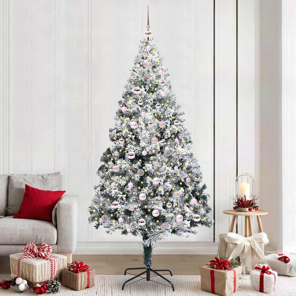 Vidaxx sapin de Noël artificiel avec 300 LED blanc 240 cm PVC et acier et plastique