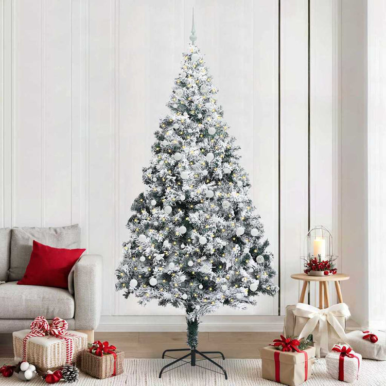 Vidaxx sapin de Noël artificiel avec 300 LED blanc 240 cm PVC et acier et plastique