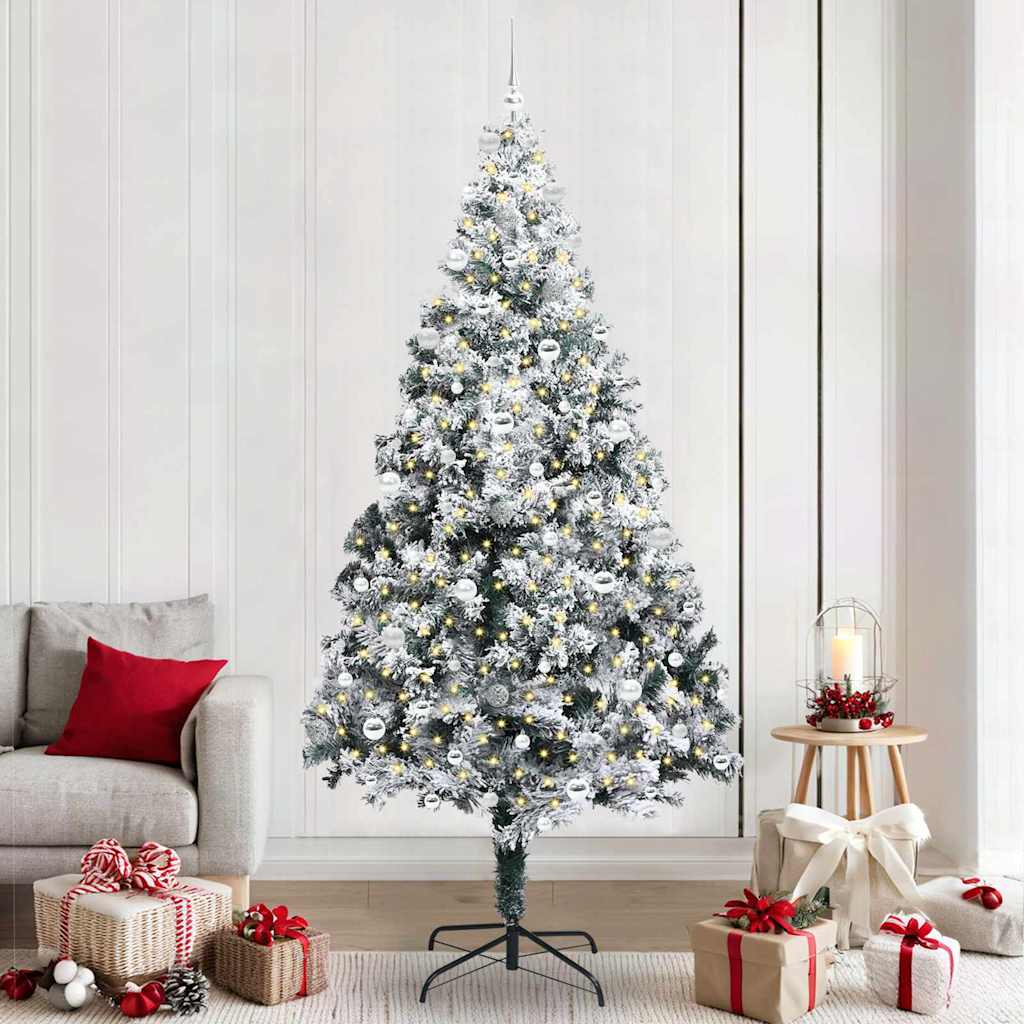 Vidaxx sapin de Noël artificiel avec 300 LED blanc 240 cm PVC et acier et plastique