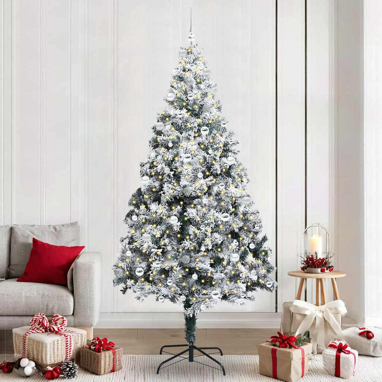 Vidaxx sapin de Noël artificiel avec 300 LED blanc 240 cm PVC et acier et plastique