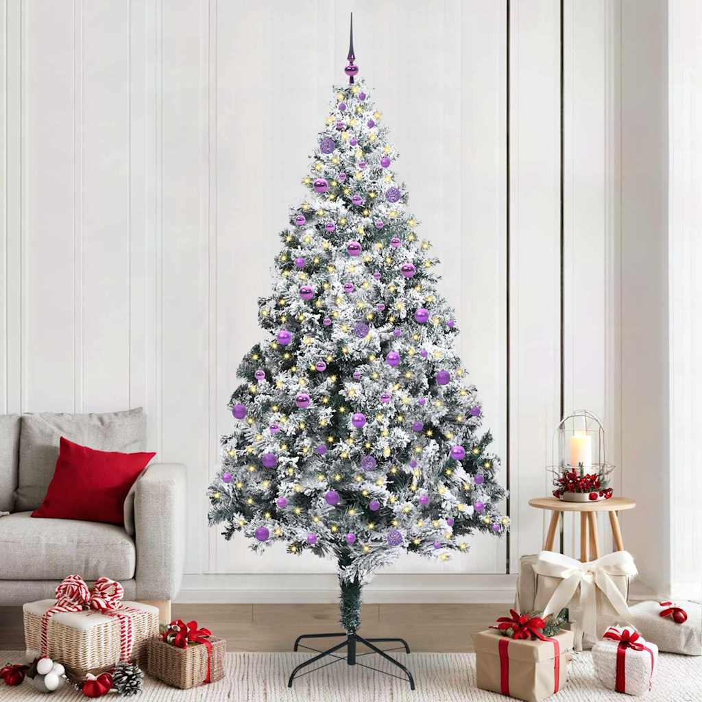 Vidaxx sapin de Noël artificiel avec 300 LED blanc 240 cm PVC et acier et plastique