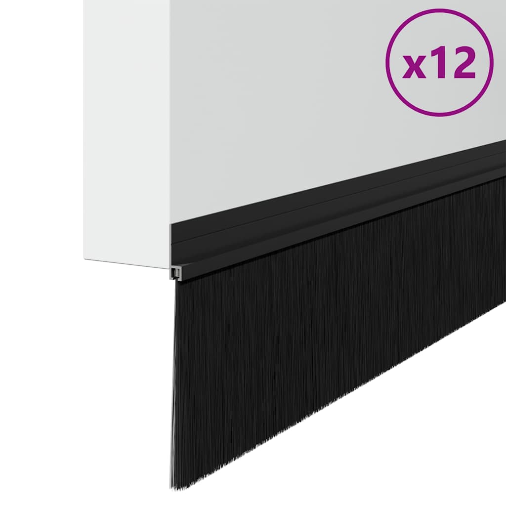 Vidaxx brosses de porte autocollantes 12 pcs noir 100 cm