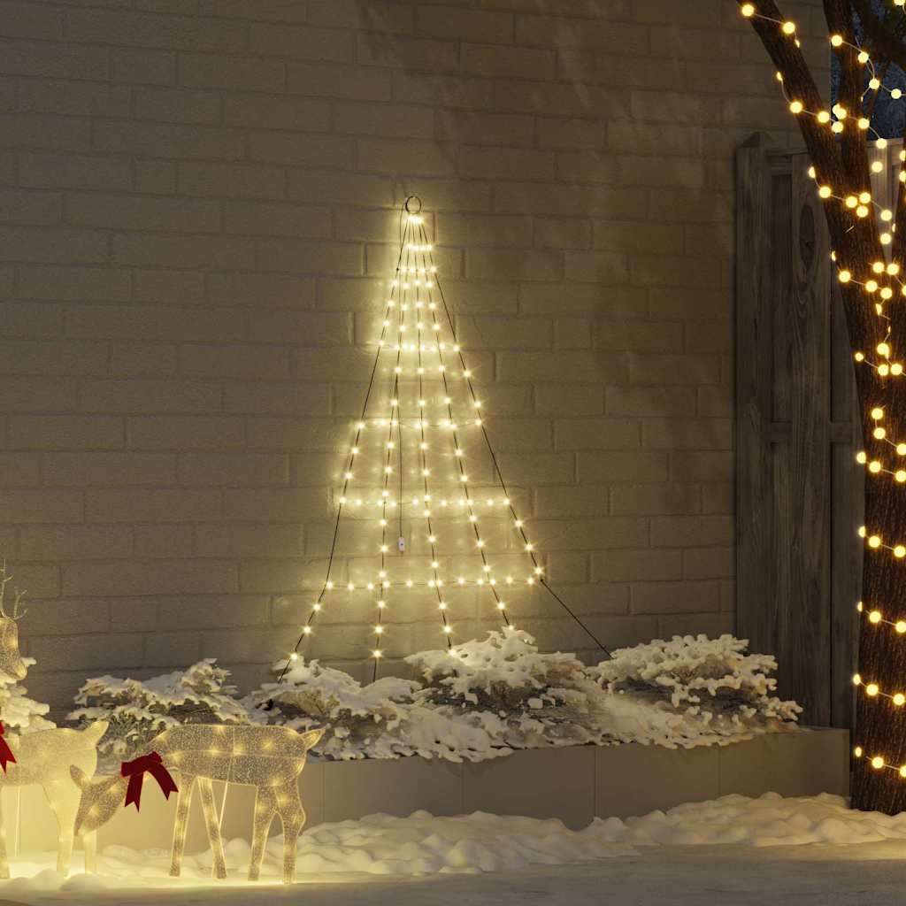 VidaXL Sapin de Noël LED avec brochettes au sol blanc chaud 182 cm métal