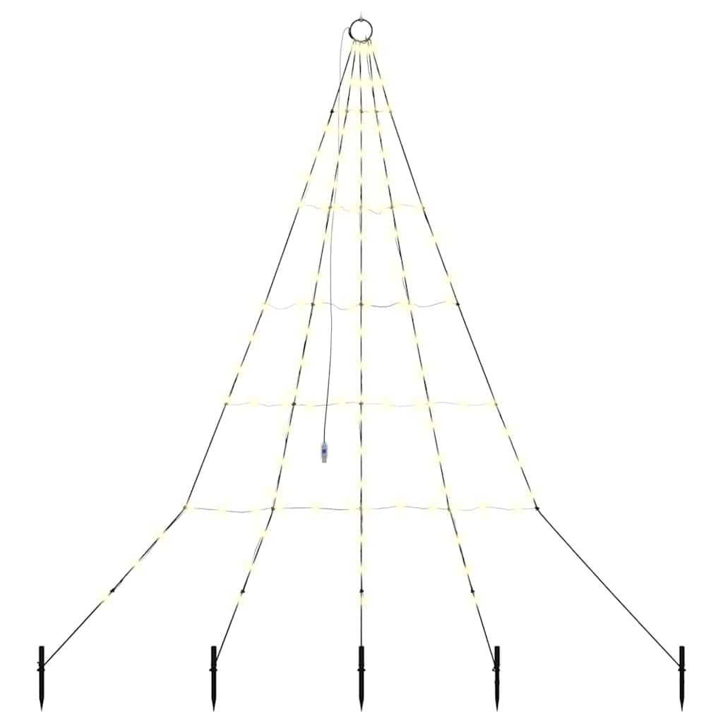 VidaXL Sapin de Noël LED avec brochettes au sol blanc chaud 182 cm métal