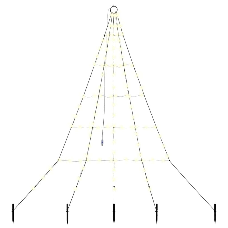 VidaXL Sapin de Noël LED avec brochettes au sol blanc chaud 182 cm métal