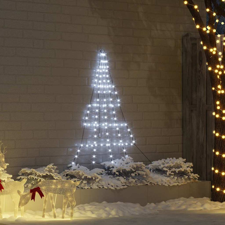 VidaXL Sapin de Noël LED avec brochettes au sol blanc froid 182 cm métal