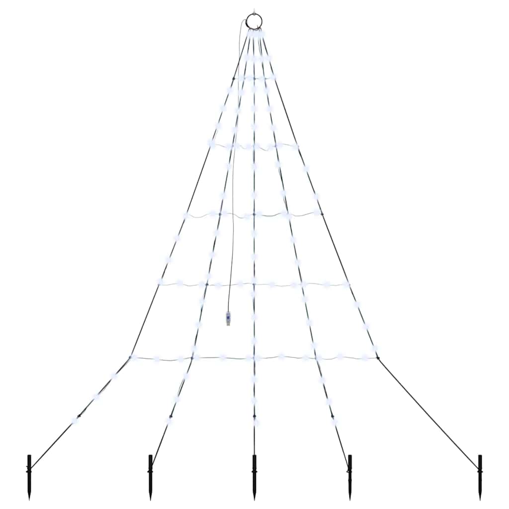 VidaXL Sapin de Noël LED avec brochettes au sol blanc froid 182 cm métal