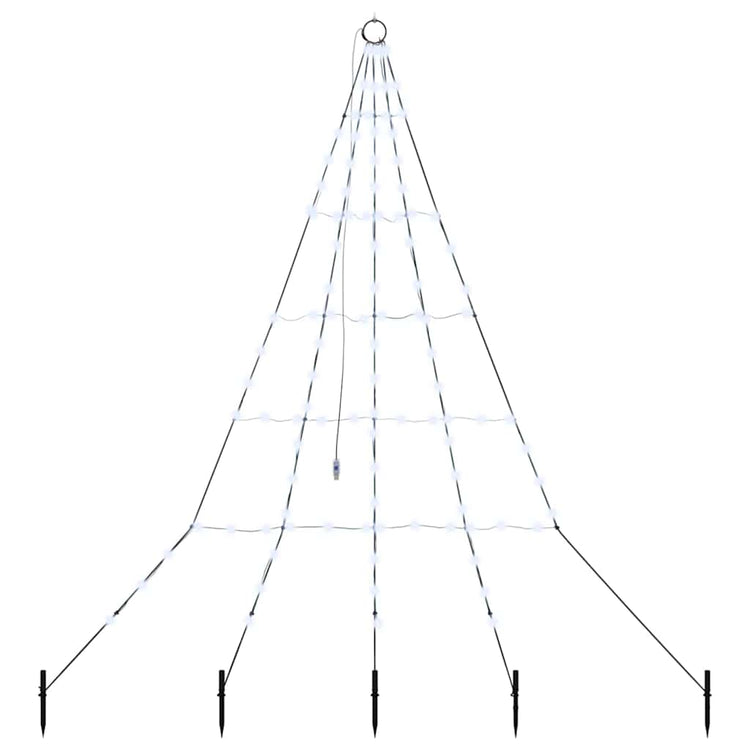 VidaXL Sapin de Noël LED avec brochettes au sol blanc froid 182 cm métal
