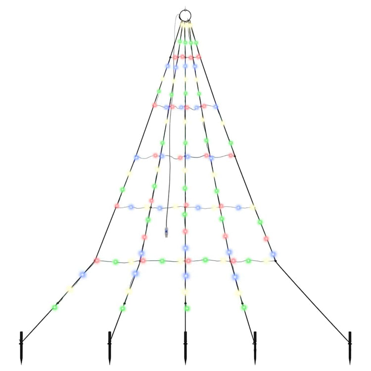 VidaXL Sapin de Noël LED avec brochettes au sol multicolore 182 cm métal