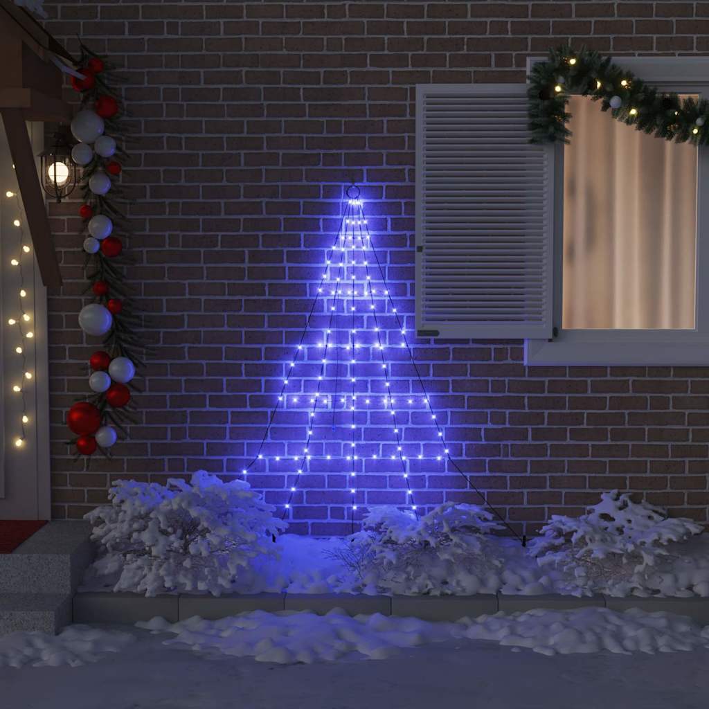 VidaXL Sapin de Noël LED avec piquets de terre avec 112 LED bleu 182 cm métal