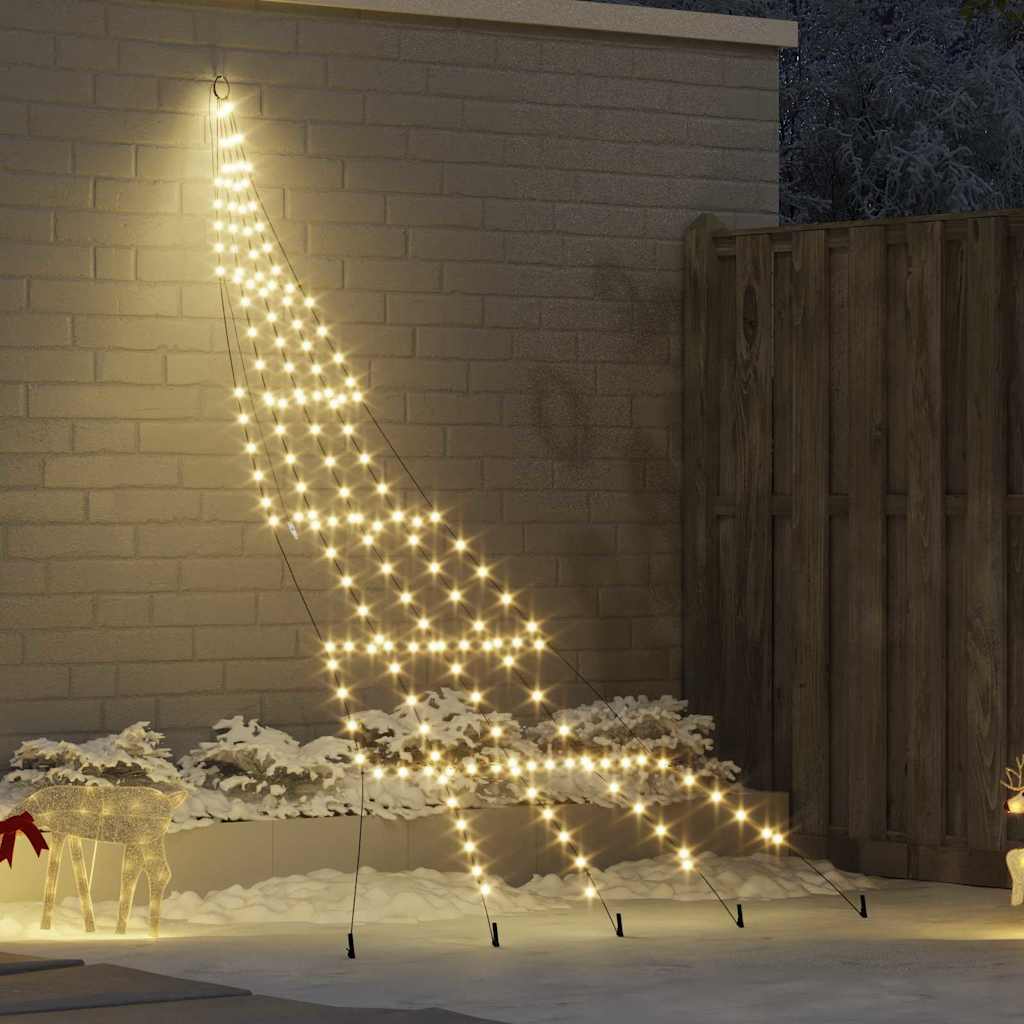 VidaXL Sapin de Noël LED avec brochettes au sol blanc chaud 306 cm métal
