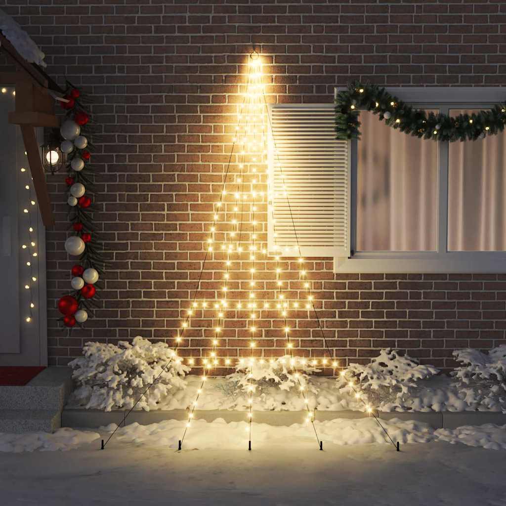 VidaXL Sapin de Noël LED avec brochettes au sol blanc chaud 306 cm métal