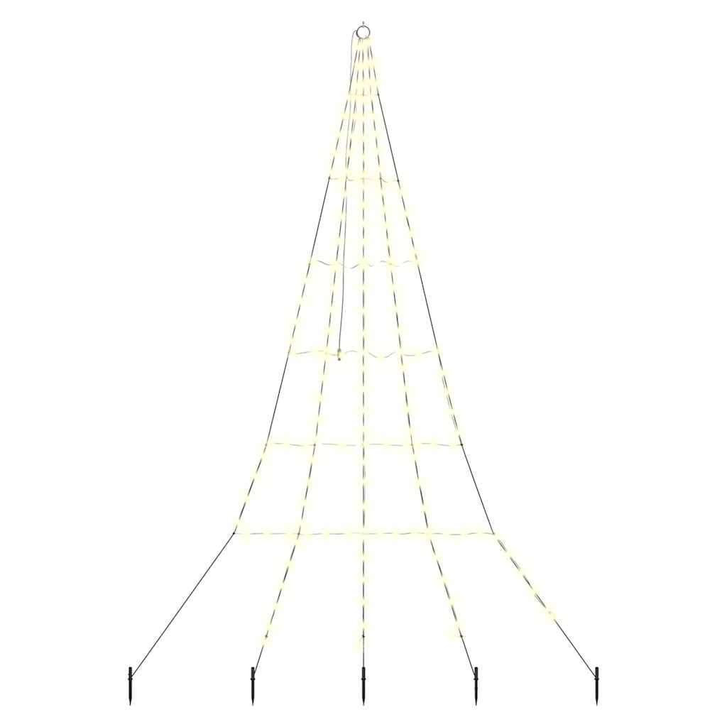 VidaXL Sapin de Noël LED avec brochettes au sol blanc chaud 306 cm métal