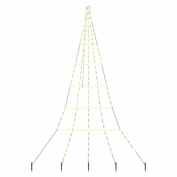 VidaXL Sapin de Noël LED avec brochettes au sol blanc chaud 306 cm métal