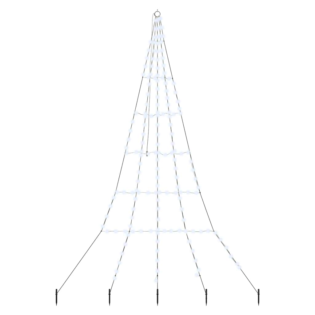 VidaXL Sapin de Noël LED avec brochettes au sol blanc froid 306 cm métal