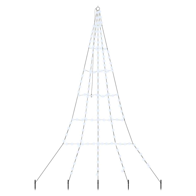 VidaXL Sapin de Noël LED avec brochettes au sol blanc froid 306 cm métal