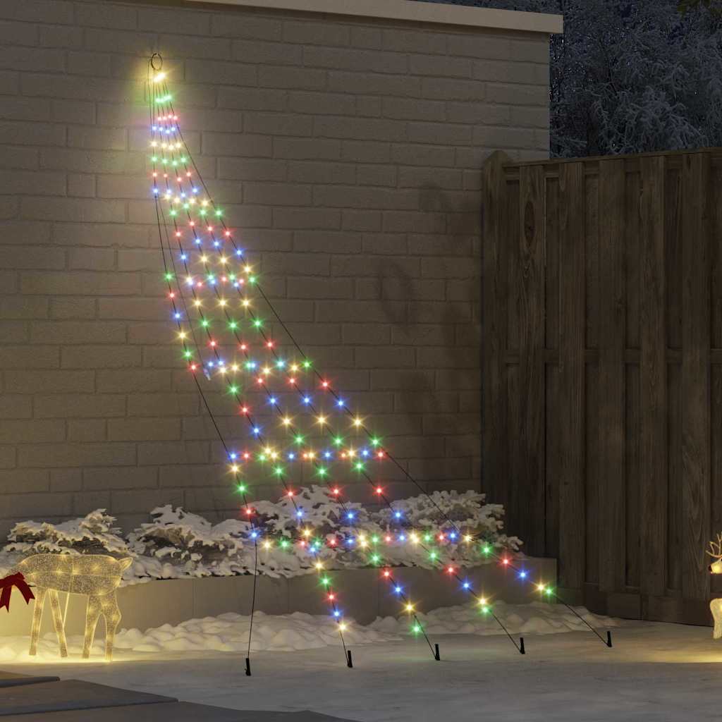 VidaXL Sapin de Noël LED avec brochettes au sol multicolore 306 cm métal