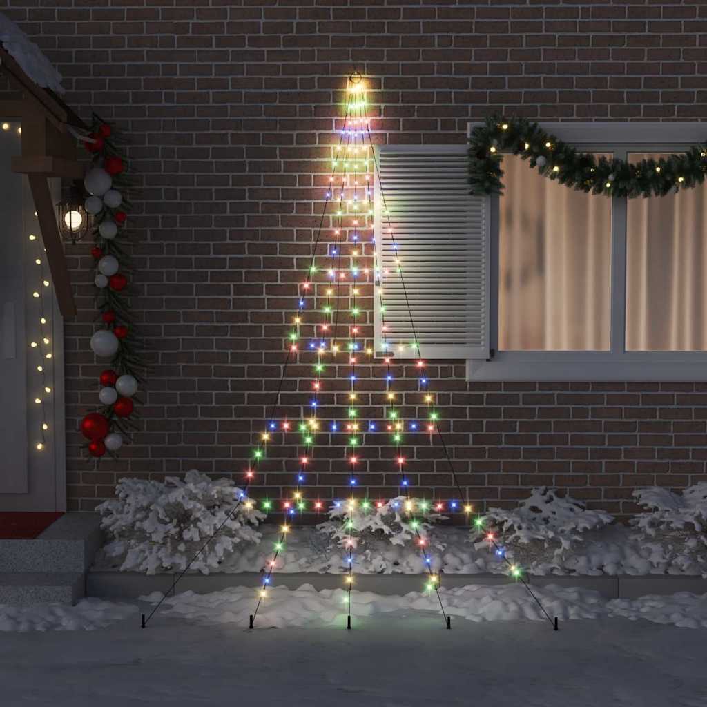 VidaXL Sapin de Noël LED avec brochettes au sol multicolore 306 cm métal