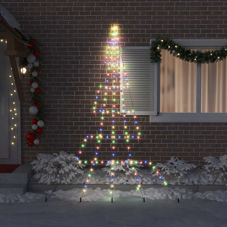 VidaXL Sapin de Noël LED avec brochettes au sol multicolore 306 cm métal