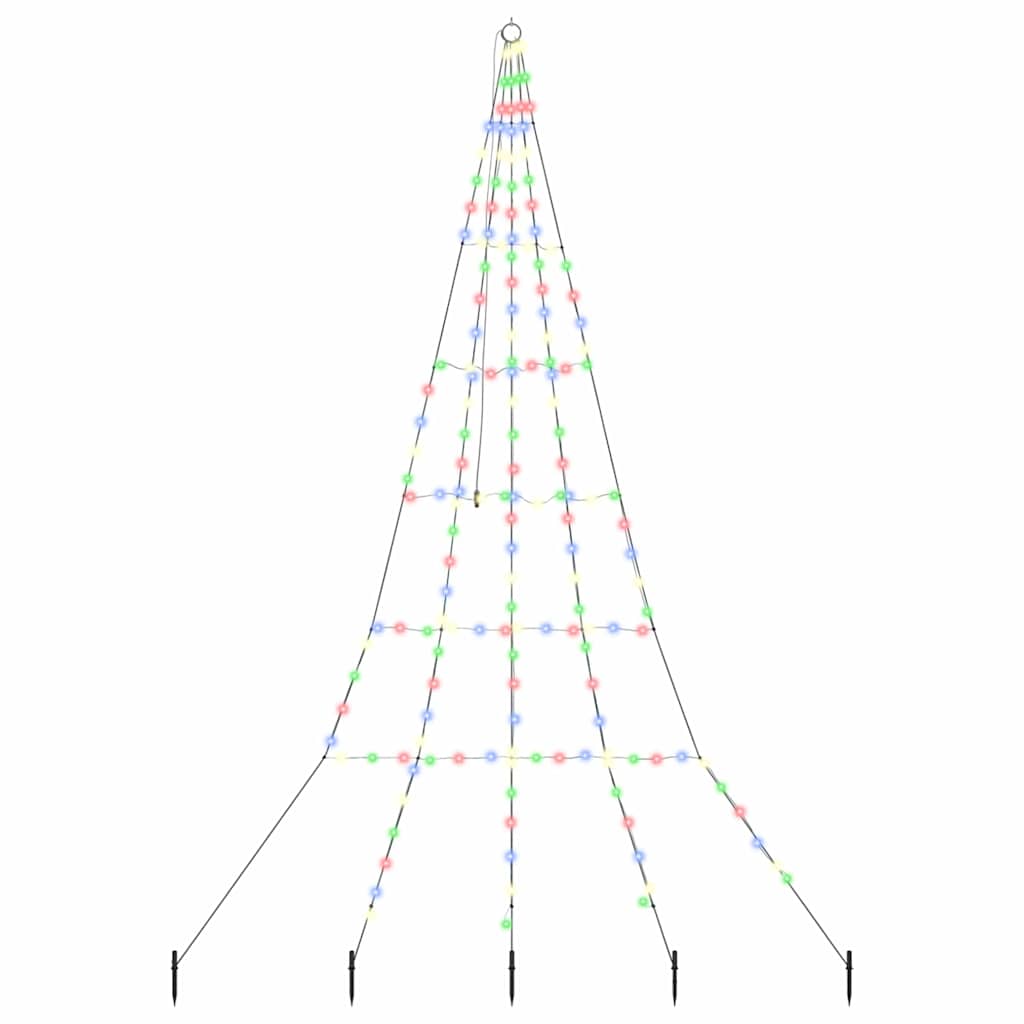 VidaXL Sapin de Noël LED avec brochettes au sol multicolore 306 cm métal