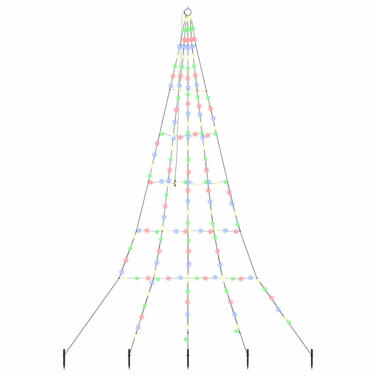 VidaXL Sapin de Noël LED avec brochettes au sol multicolore 306 cm métal