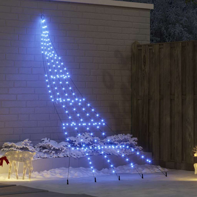 VidaXL Sapin de Noël LED avec piquets de terre avec 168 LED bleu 306 cm métal