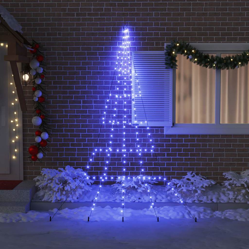 VidaXL Sapin de Noël LED avec piquets de terre avec 168 LED bleu 306 cm métal