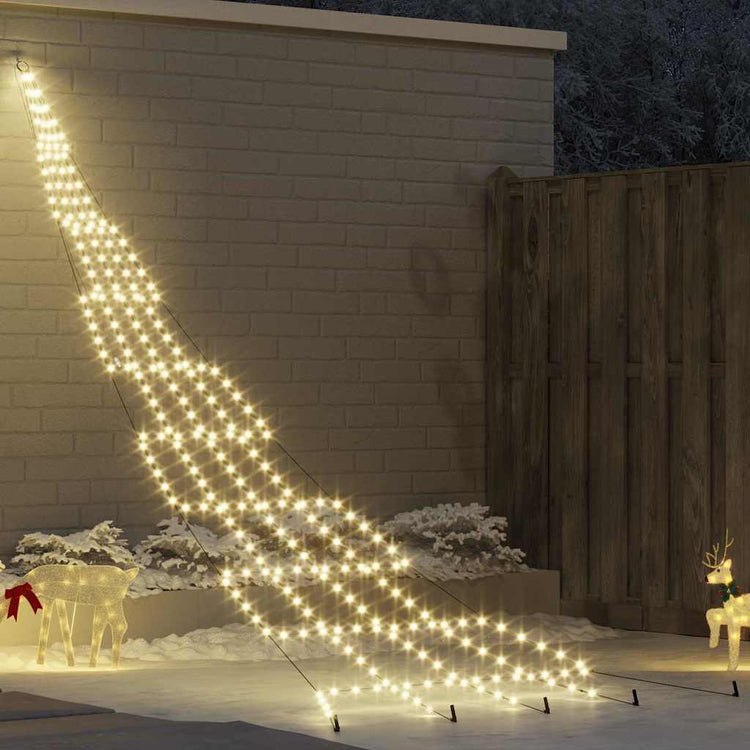 VidaXL Sapin de Noël LED avec brochettes au sol blanc chaud 511 cm métal