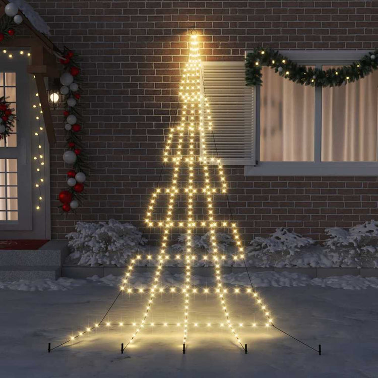 VidaXL Sapin de Noël LED avec brochettes au sol blanc chaud 511 cm métal
