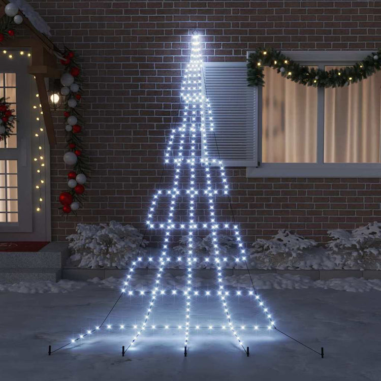 VidaXL Sapin de Noël LED avec brochettes au sol blanc froid 511 cm métal
