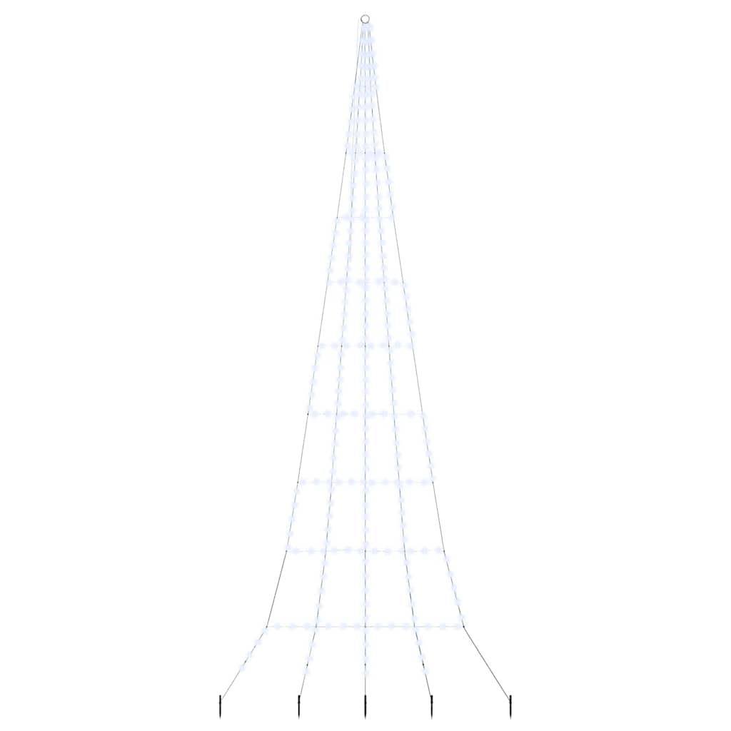 VidaXL Sapin de Noël LED avec brochettes au sol blanc froid 511 cm métal