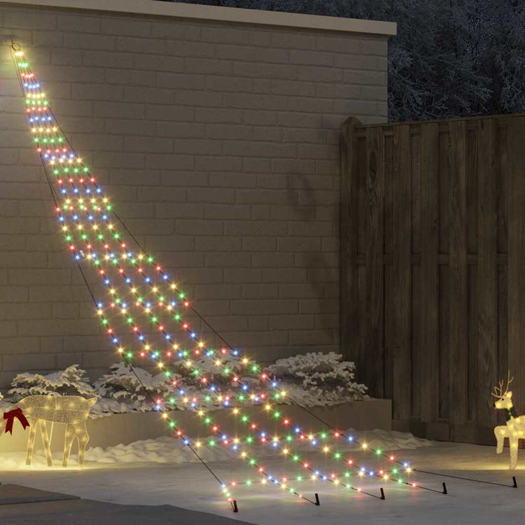 VidaXL Sapin de Noël LED avec brochettes au sol multicolore 511 cm métal