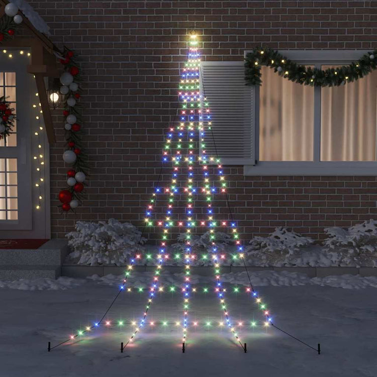 VidaXL Sapin de Noël LED avec brochettes au sol multicolore 511 cm métal