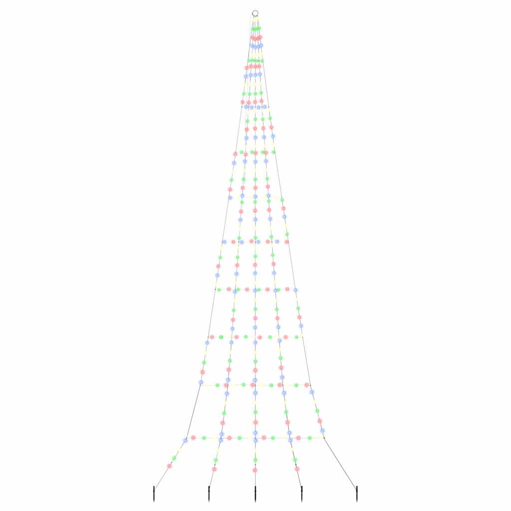 VidaXL Sapin de Noël LED avec brochettes au sol multicolore 511 cm métal