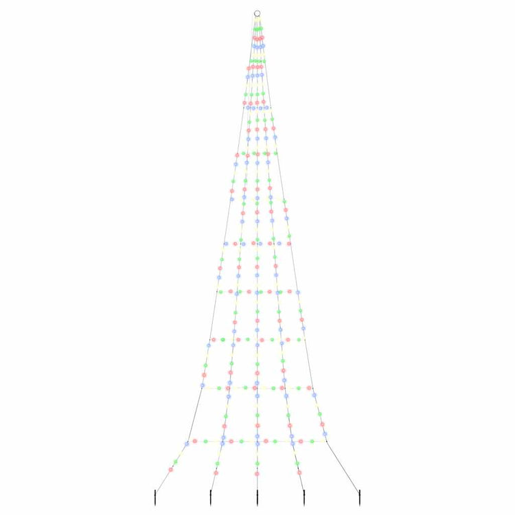 VidaXL Sapin de Noël LED avec brochettes au sol multicolore 511 cm métal