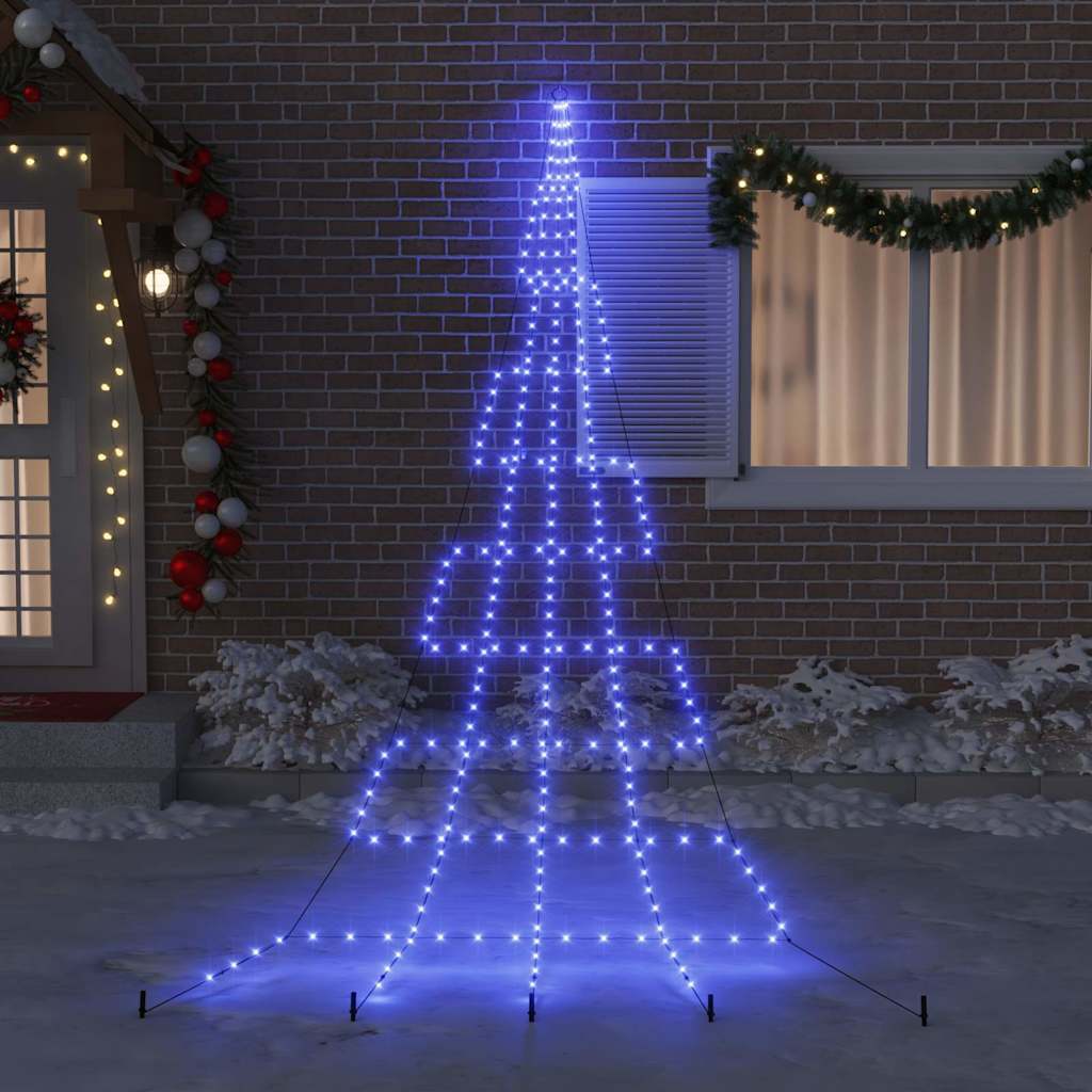 VidaXL Sapin de Noël LED avec piquets de terre avec 276 LED bleu 511 cm métal