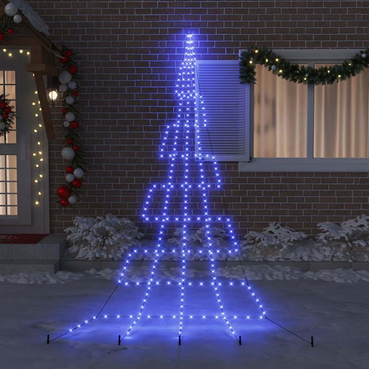 VidaXL Sapin de Noël LED avec piquets de terre avec 276 LED bleu 511 cm métal
