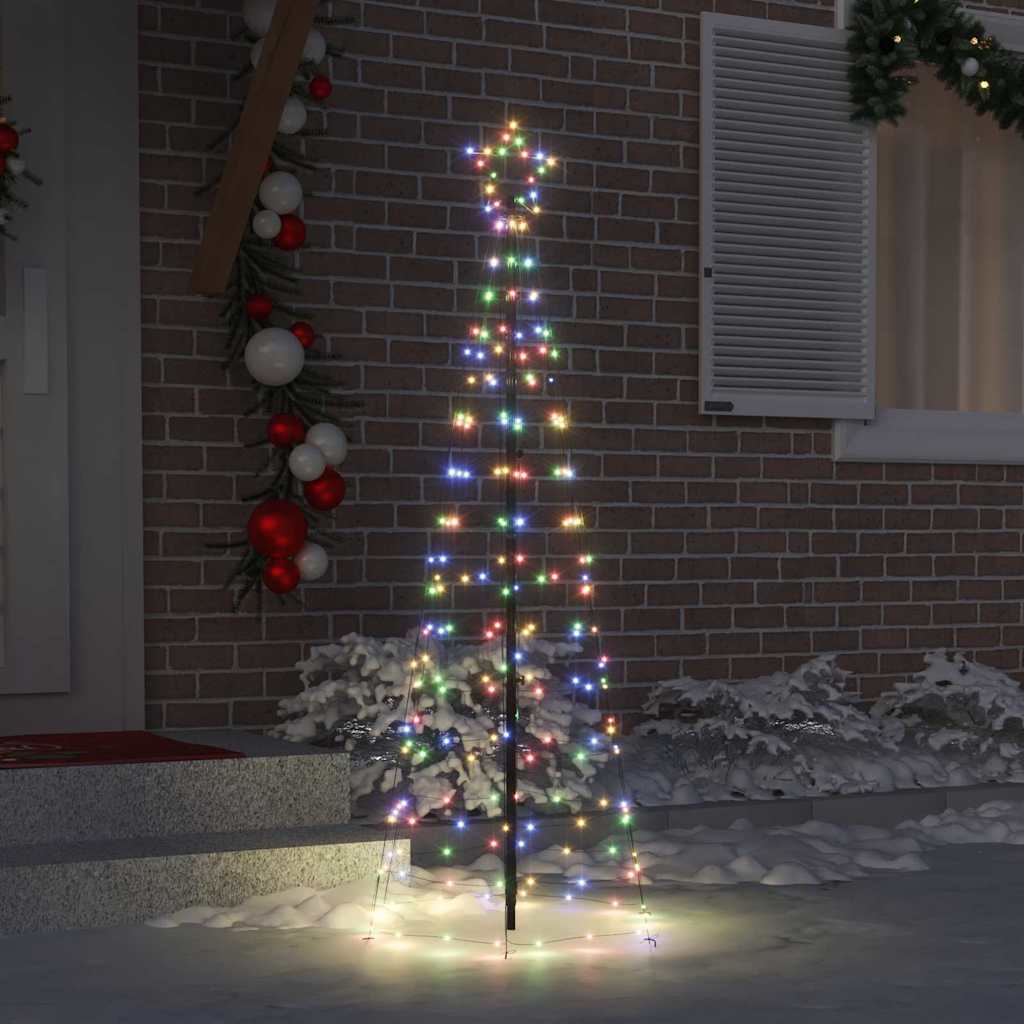 VidaXL Sapin de Noël LED avec brochettes au sol multicolore 250 cm fer