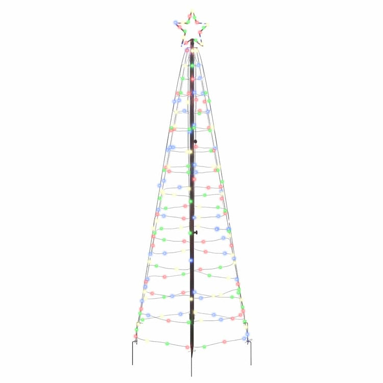 VidaXL Sapin de Noël LED avec brochettes au sol multicolore 250 cm fer