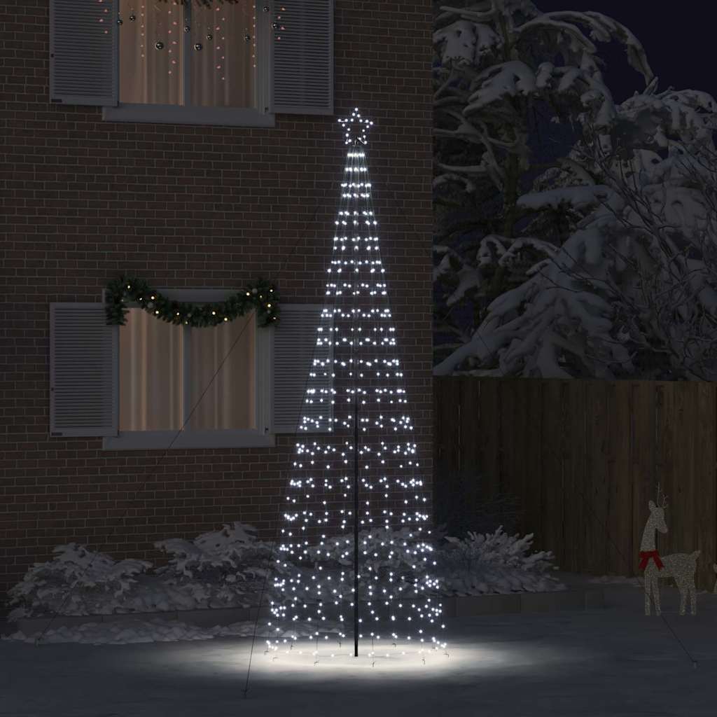 VidaXL Sapin de Noël LED avec brochettes au sol blanc froid 400 cm fer