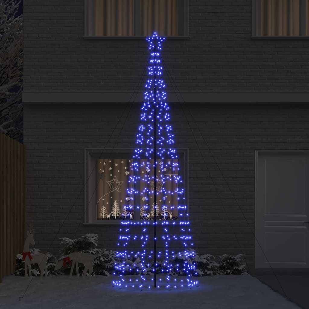 VidaXL Sapin de Noël LED avec piquets de terre avec 800 LED bleu 400 cm en fer