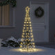 Vidaxxl Sapin de Noël LED avec 390 LED avec piquets de terre blanc chaud 250 cm en fer