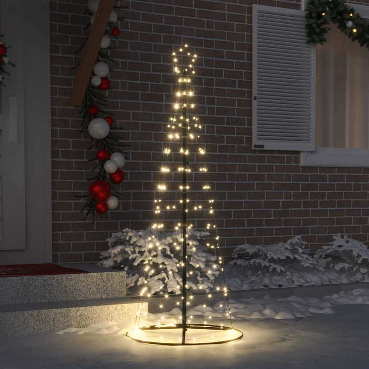 Vidaxxl Sapin de Noël LED avec 390 LED avec piquets de terre blanc chaud 250 cm en fer